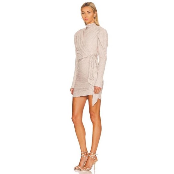 Sabina Musayev Sicily Wrap Tie Mini Dress in Stone S - Picture 3 of 6